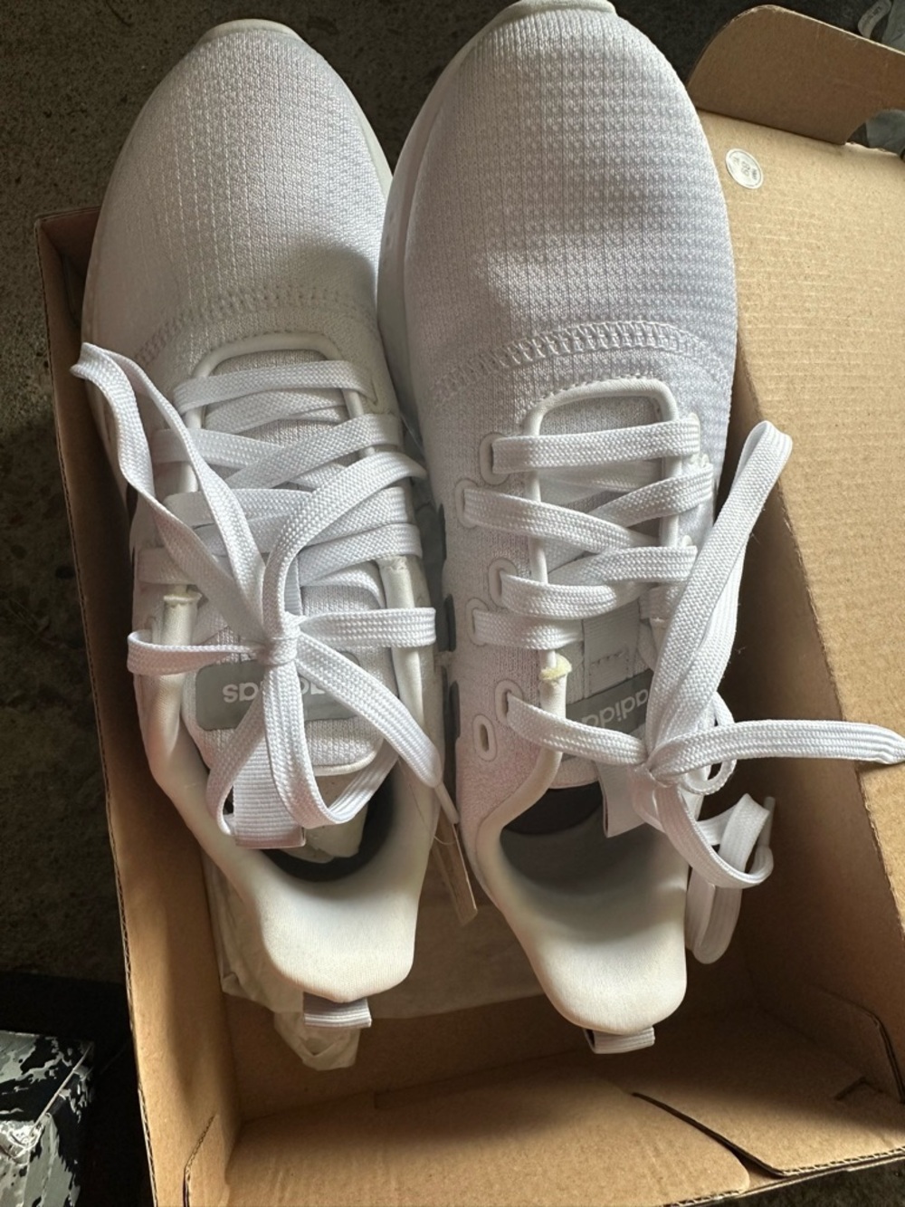 adidas Women's White Knit Lace-Up Sneakers